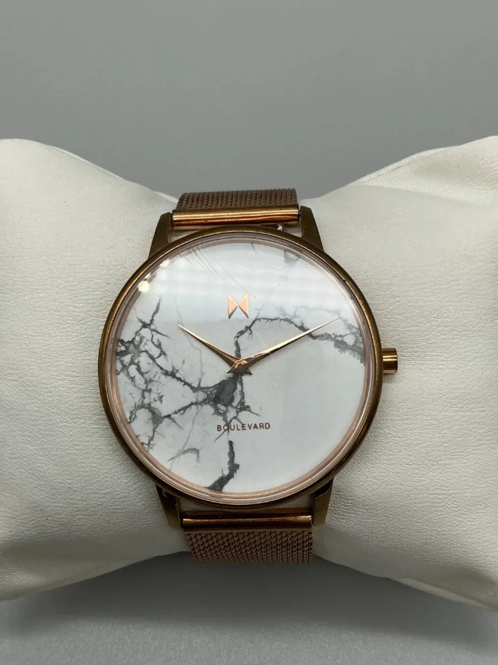 MVMT Boulevard Malibu Marble Women Watch 38mm Rose Gold Tone Mesh New Battery
